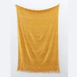 Yellow Handloom Sofa Throw Indian Hand Block Print - Image 3