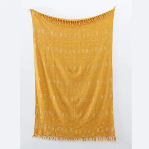 Yellow Handloom Sofa Throw Indian Hand Block Print - Image 3