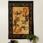 Yellow Lizard Wall Hanging Cotton Table Cover