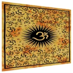 Yellow Om Mandala Print Wall Hanging Poster - Image 3