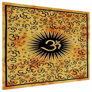 Yellow Om Mandala Print Wall Hanging Poster - Image 3