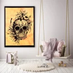 Yellow Skull Wall Hanging Cotton Poster