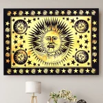 Yellow Sun & Moon Art Large Tapestry