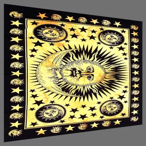 Yellow Sun & Moon Art Large Tapestry - Image 3