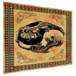 Yellow Tapestry Indian Dragon And Tiger Print Poster - Image 3