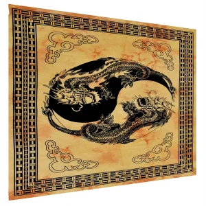 Yellow Tapestry Indian Dragon And Tiger Print Poster - Image 3