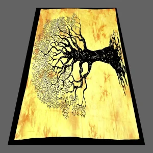 Yellow Tree of Life Print Pure Cotton Tapestry - Image 3