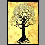 Yellow Tree of Life Print Pure Cotton Tapestry - Image 2