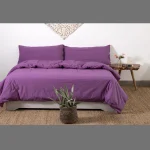 1PC Purple Cotton Bed Sheet With 2 Pillow Cover