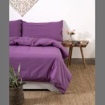 1PC Purple Cotton Bed Sheet With 2 Pillow Cover - Image 3