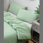 2 PC Solid Sage Green Pillow Cover With 1 PC Bed Sheet - Image 4