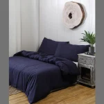 3 PC Set Navy Blue Bed Sheet - Image 2
