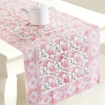 Beautiful Hand Printed Table Runner Pink Floral - Image 2