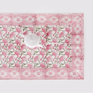 Beautiful Hand Printed Table Runner Pink Floral - Image 3