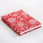 Beautiful Red Floral Print Fabric Binding Notebook Diary - Image 2