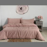 Beautiful Rose Gold Bedsheet with Pillows