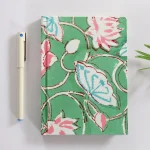 Blank White Paper Writing Diary Green Floral Binding