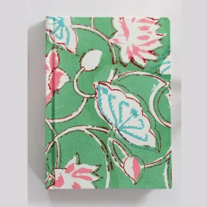 Blank White Paper Writing Diary Green Floral Binding - Image 3