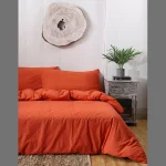 Burnt Orange Bed Sheet with 2 Piece Pillow Cover - Image 3