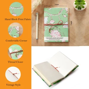 Green Hand Block Print Journal Diaries Notebook - Image 5