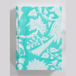 Handmade Turquoise Floral Decor Fabric Journal Diary - Image 3