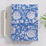 Journal Diary Blue Floral Print Fabric Binding