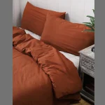 Solid Rust Cotton Bed Sheet With 2 PC Pillow Cover - Image 3