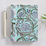 Turquoise Floral Design Writing Notebook Block Printed Cover