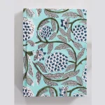 Turquoise Floral Design Writing Notebook Block Printed Cover - Image 3