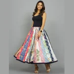 Women's Cotton Patchwork Long Skirt (Multi Color)