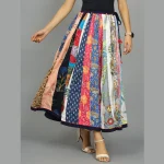 Women's Cotton Patchwork Long Skirt (Multi Color) - Image 3
