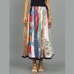 Women's Cotton Patchwork Long Skirt (Multi Color) - Image 5