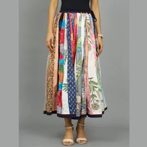 Women's Cotton Patchwork Long Skirt (Multi Color) - Image 5