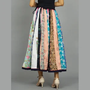 Women's Cotton Patchwork Long Skirt (Multi Color) - Image 6