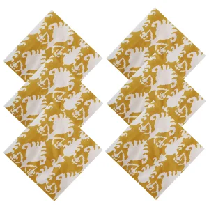 100% Cotton Voile Fabric Kitchen Napkins Yellow Ikat Print - Image 3