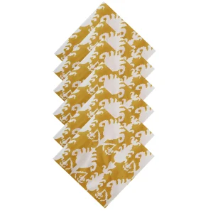 100% Cotton Voile Fabric Kitchen Napkins Yellow Ikat Print - Image 4