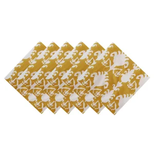 100% Cotton Voile Fabric Kitchen Napkins Yellow Ikat Print - Image 5