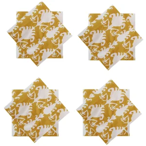 100% Cotton Voile Fabric Kitchen Napkins Yellow Ikat Print - Image 6