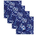 18" Blue Floral Printed Cotton Napkins Set