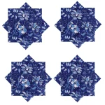 18" Blue Floral Printed Cotton Napkins Set - Image 2