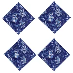 18" Blue Floral Printed Cotton Napkins Set - Image 3