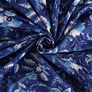 18" Blue Floral Printed Cotton Napkins Set - Image 7