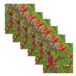 20" Green Birds Printed Cotton Napkins Set - Image 5