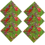 20" Green Birds Printed Cotton Napkins Set - Image 4