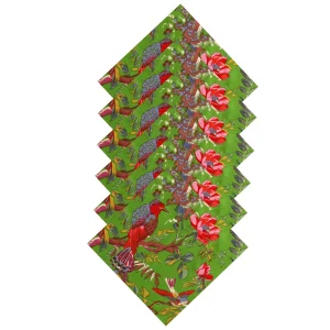 20" Green Birds Printed Cotton Napkins Set - Image 3
