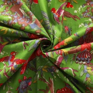 20" Green Birds Printed Cotton Napkins Set - Image 7