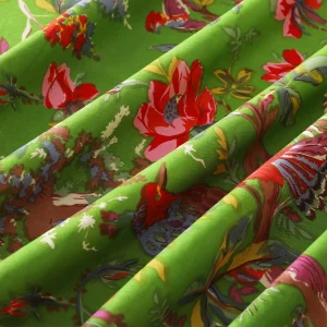20" Green Birds Printed Cotton Napkins Set - Image 8