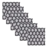 24PC Cotton Dinner Napkins Set Grey Floral - Image 2