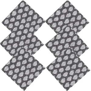 24PC Cotton Dinner Napkins Set Grey Floral - Image 3