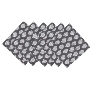 24PC Cotton Dinner Napkins Set Grey Floral - Image 5